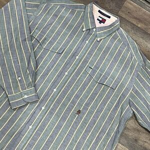 Vintage‎ Tommy Hilfiger Shirt Mens XL Multicolor Striped Button Down Long Sleeve